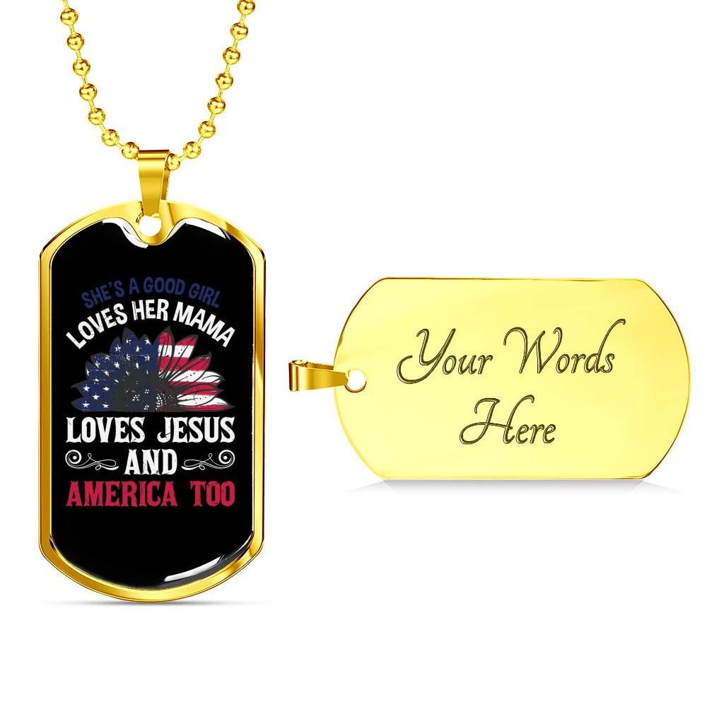 Love Jesus Personalized Engraved Gold Dog Tag Necklace Custom Name Date Gift fo